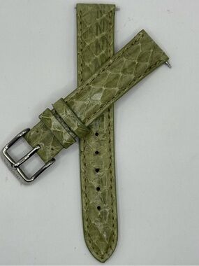 Invicta 16mm Green Genuine Cobra Embossed Leather Watch Band Silver Tone Buckle